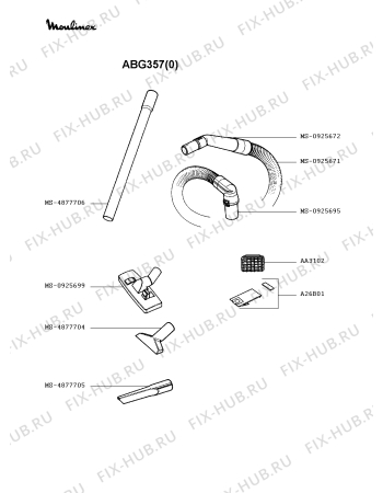 Взрыв-схема пылесоса Moulinex ABG357(0) - Схема узла RP002328.3P2