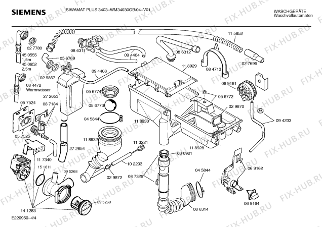 Схема №1 WM34030GB SIWAMAT PLUS 3403 с изображением Панель для стиралки Siemens 00288235