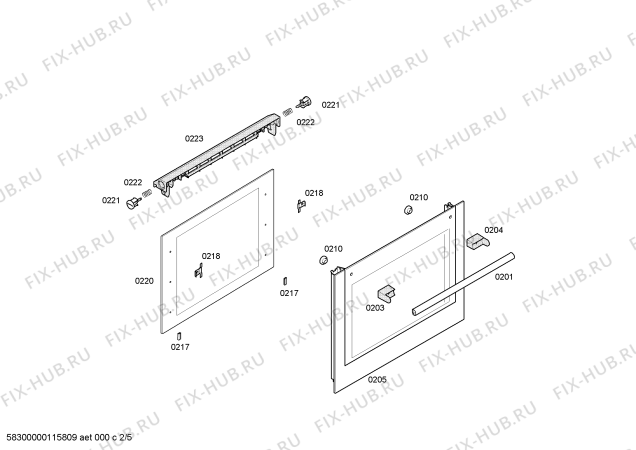 Схема №5 HBN56W350E Horno bosch indep.multif.3d inox e2 с изображением Передняя часть корпуса для духового шкафа Bosch 00448523