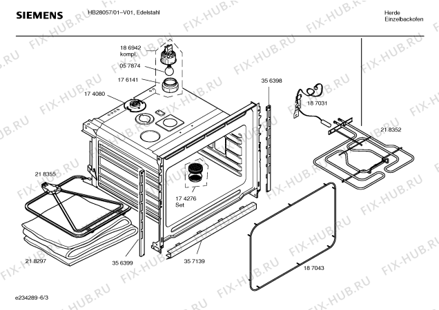 Взрыв-схема плиты (духовки) Siemens HB28057 - Схема узла 03