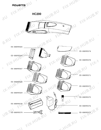 Схема №1 959900 с изображением Часть корпуса для электрофена Rowenta CS-00095570
