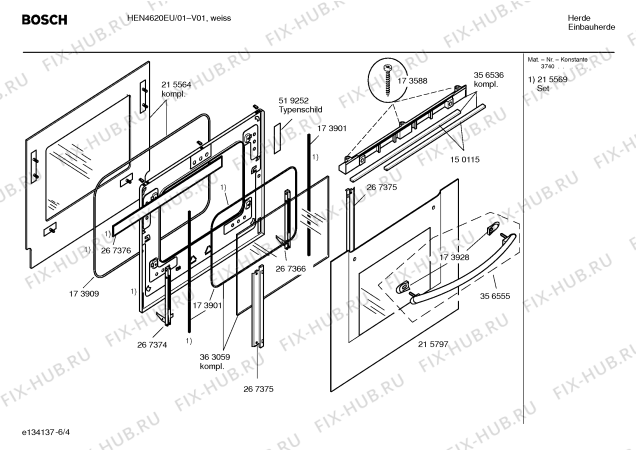 Схема №3 HEN4620EU с изображением Инструкция по эксплуатации для духового шкафа Bosch 00528465