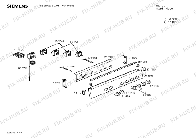 Взрыв-схема плиты (духовки) Siemens HL24426SC - Схема узла 05