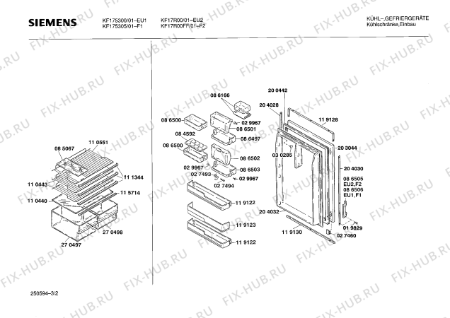 Взрыв-схема холодильника Siemens KF175300 - Схема узла 02