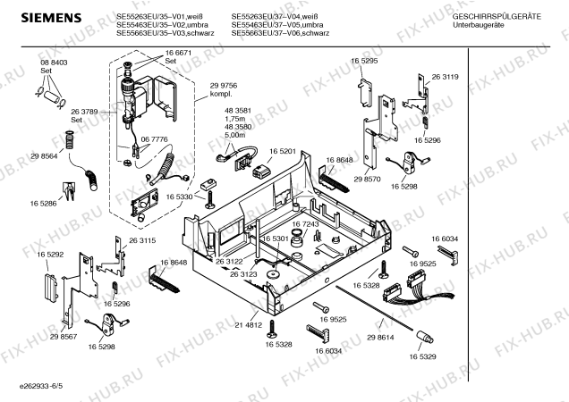 Взрыв-схема посудомоечной машины Siemens SE55463EU - Схема узла 05