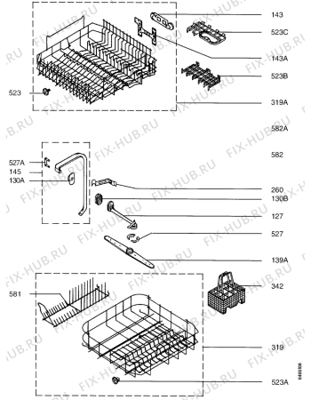 Взрыв-схема посудомоечной машины Arthurmartinelux ASF677 - Схема узла Baskets, tubes 061