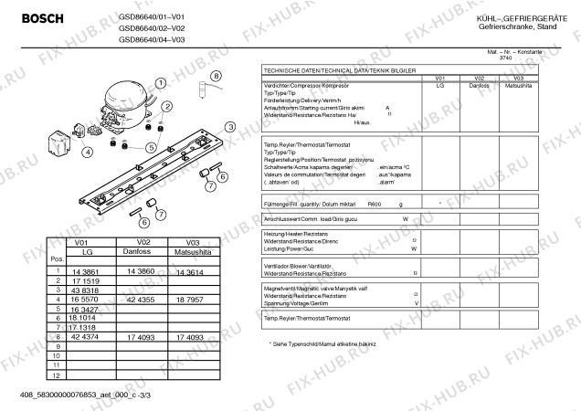 Взрыв-схема холодильника Bosch GSD86640 - Схема узла 03