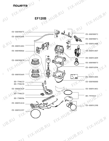 Взрыв-схема кофеварки (кофемашины) Rowenta EF120B - Схема узла EF120BSE.__2