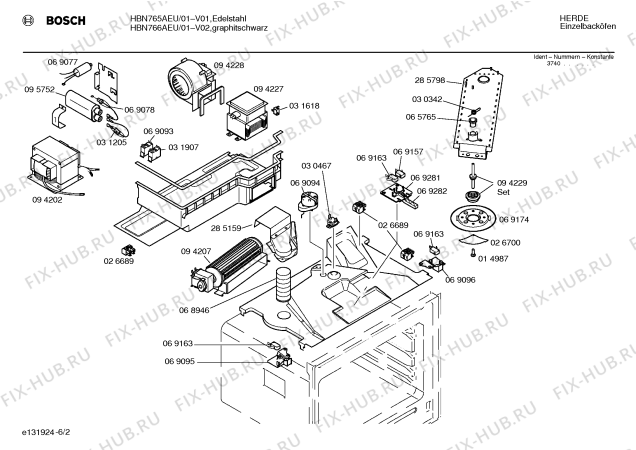 Взрыв-схема плиты (духовки) Bosch HBN766AEU - Схема узла 02