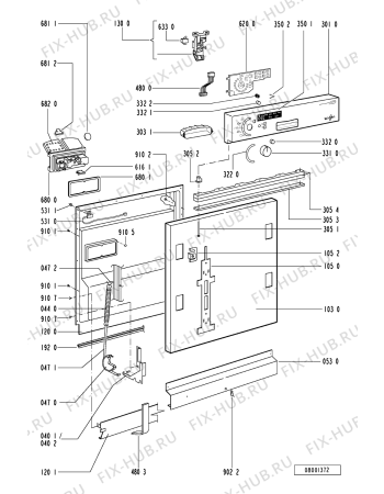Схема №2 ADG 3556 WHM с изображением Панель для посудомойки Whirlpool 481245370585