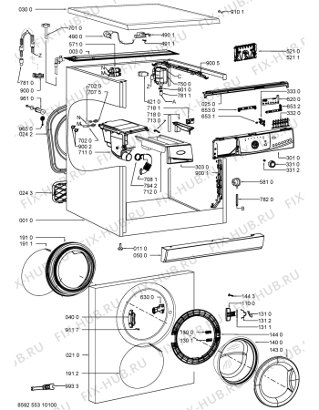 Схема №1 AWO/D 1140 с изображением Обшивка для стиральной машины Whirlpool 480111104386