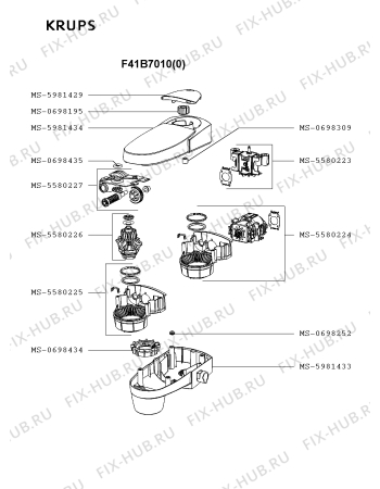 Взрыв-схема кухонного комбайна Krups F41B7010(0) - Схема узла Q0000034.4Q2