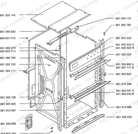 Взрыв-схема плиты (духовки) Aeg 51581B-W - Схема узла H10 Outer Frame