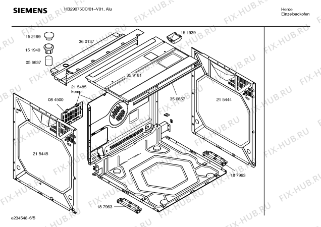 Взрыв-схема плиты (духовки) Siemens HB29075CC - Схема узла 05