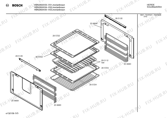 Схема №4 HBN260A с изображением Панель для плиты (духовки) Bosch 00285610