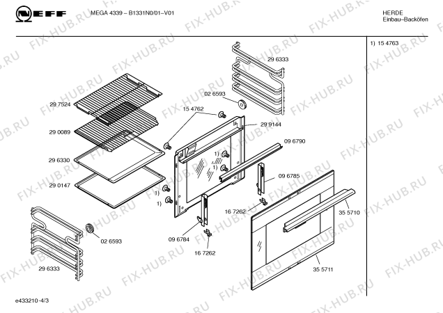 Взрыв-схема плиты (духовки) Neff B1331N0 - Схема узла 03