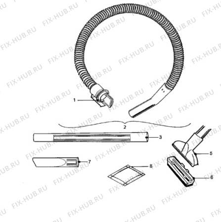 Взрыв-схема пылесоса Electrolux Z1282 - Схема узла Hose