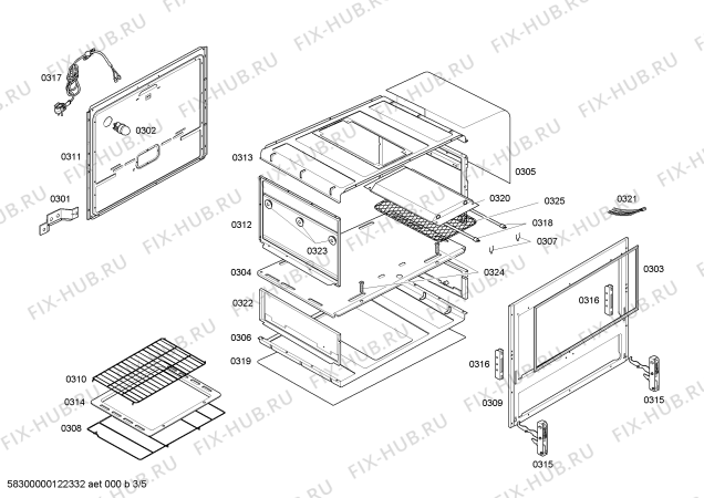 Взрыв-схема плиты (духовки) Bosch HSK64K31NF STYLE GRILL II BCO GE 220V - Схема узла 03