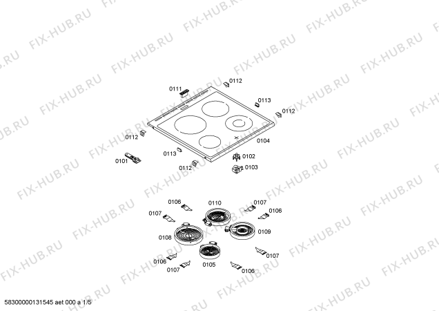 Схема №1 P1HTB48555 с изображением Стеклокерамика для духового шкафа Bosch 00246868