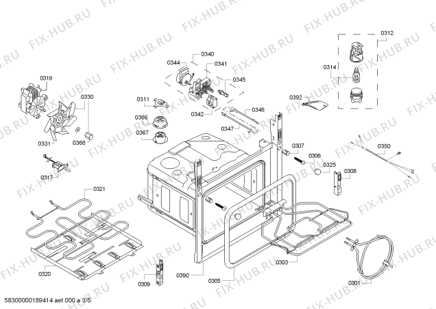 Взрыв-схема плиты (духовки) Siemens HB74AR555S H.SE.PY.L3D.IN.GLASS.S5b.X.E3_COT/ - Схема узла 03