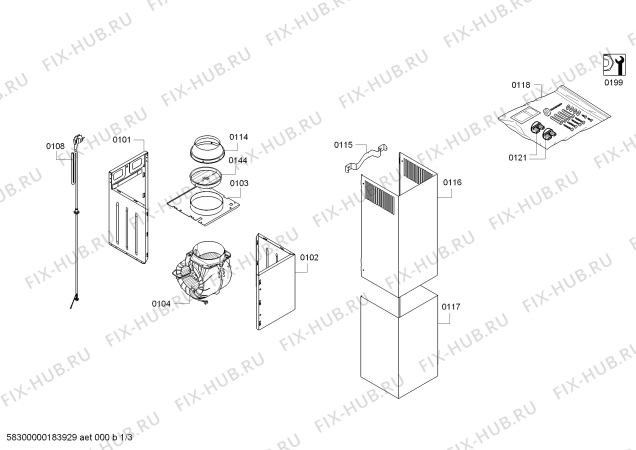Схема №1 D86DK62N0B NEFF с изображением Инструкция по установке/монтажу для вытяжки Bosch 18010850