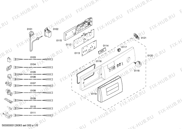 Схема №2 4TE851A с изображением Панель управления для стиралки Bosch 00667775