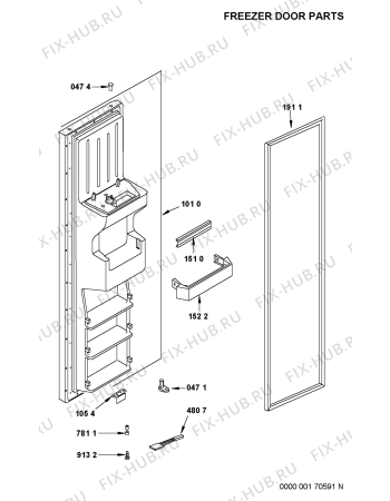 Взрыв-схема холодильника Whirlpool KRSF9005BL (F090438) - Схема узла