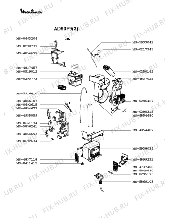 Взрыв-схема микроволновой печи Moulinex AD90P9(3) - Схема узла UP002361.0P2