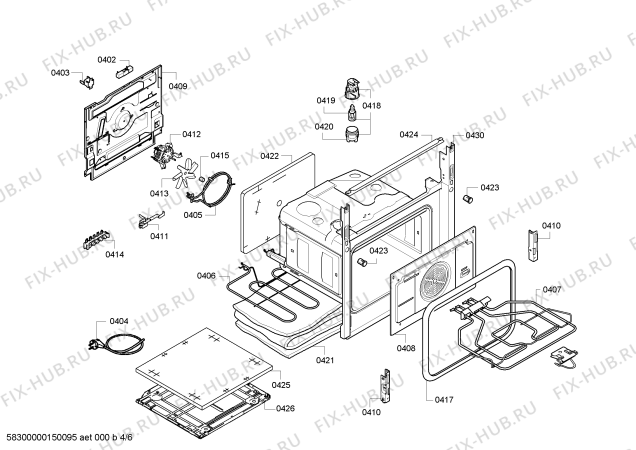 Схема плиты (духовки) Siemens HR74W525R - Схема узла 04 Взрыв-схема плиты (духовки) Siemens HR74W525R - Схема узла 04