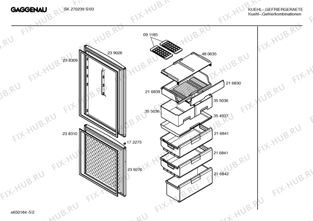 Схема №3 SK270239S с изображением Инструкция по эксплуатации Gaggenau для холодильника Bosch 00583734