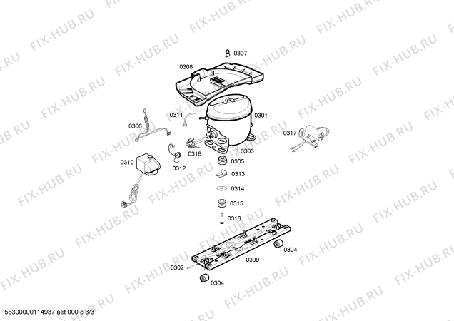 Схема №2 RSV325C16O CONTINENTAL с изображением Конденсатор для холодильника Bosch 00443115