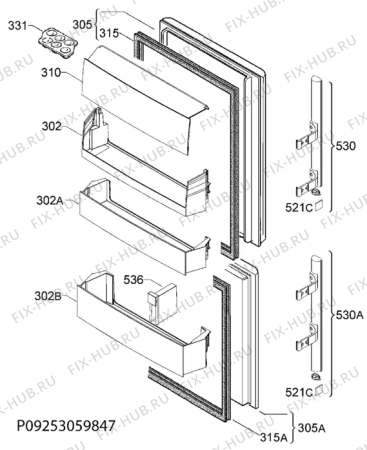 Взрыв-схема холодильника Electrolux EN93853MX - Схема узла Door 003