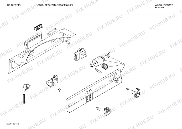 Схема №5 WTADD07FF DE DIETRICH SD1612F23 с изображением Панель для электросушки Bosch 00282752