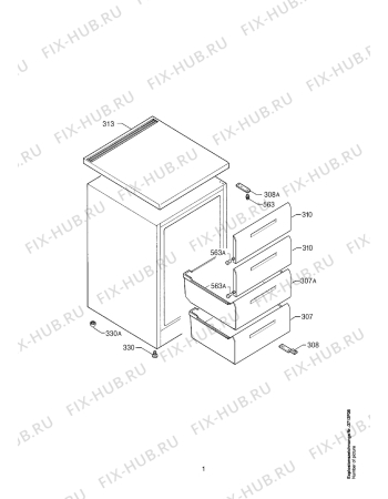 Взрыв-схема холодильника Aeg ARCTIS 111-4GS - Схема узла Housing 001