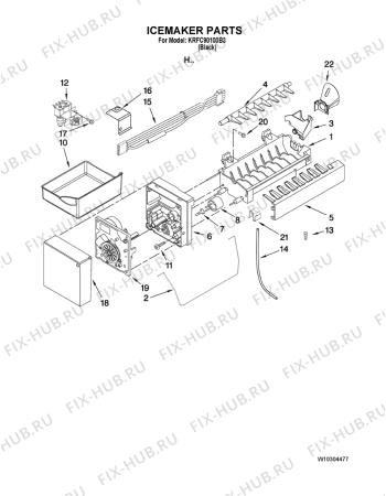 Схема №5 KRFC - 9010  B с изображением Уплотнитель (прокладка) для холодильной камеры Whirlpool 482000021591