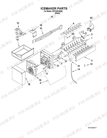 Схема №5 KRFC - 9010  B с изображением Труба для холодильника Whirlpool 482000021597