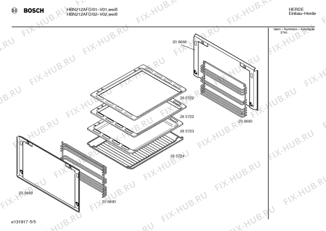 Схема №4 HBN212AEU с изображением Панель для духового шкафа Bosch 00286498