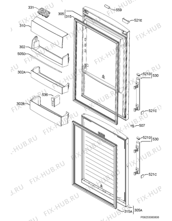 Взрыв-схема холодильника Electrolux EN3485MOW - Схема узла Door 003