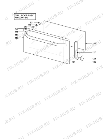Взрыв-схема плиты (духовки) Aeg Electrolux D4101-5-B - Схема узла H10 Grill door assy