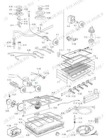 Взрыв-схема плиты (духовки) Gorenje KM590S(412063, C960GO006A) - Схема узла 02