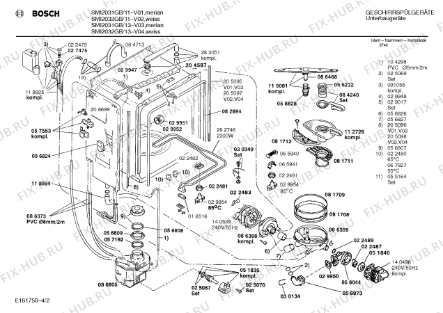 Взрыв-схема посудомоечной машины Bosch SMI2032GB - Схема узла 02