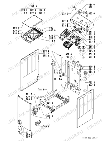 Схема №2 EV 1030 с изображением Декоративная панель для стиралки Whirlpool 481245212361