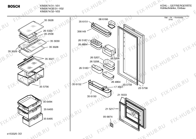 Схема №2 KIM2674 с изображением Дверь для холодильной камеры Bosch 00235758
