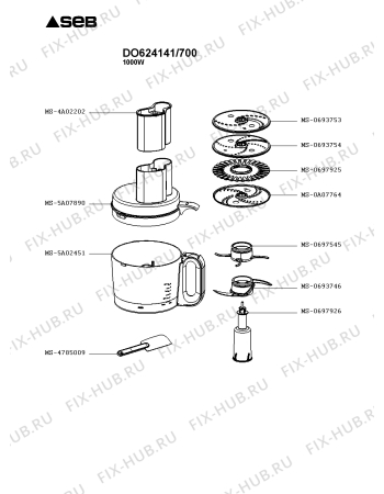 Взрыв-схема кухонного комбайна Seb DO624141/700 - Схема узла LP004174.5P2