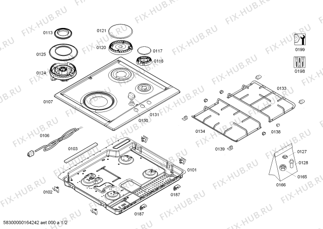 Схема №1 3ETX395B с изображением Решетка для плиты (духовки) Bosch 00665233