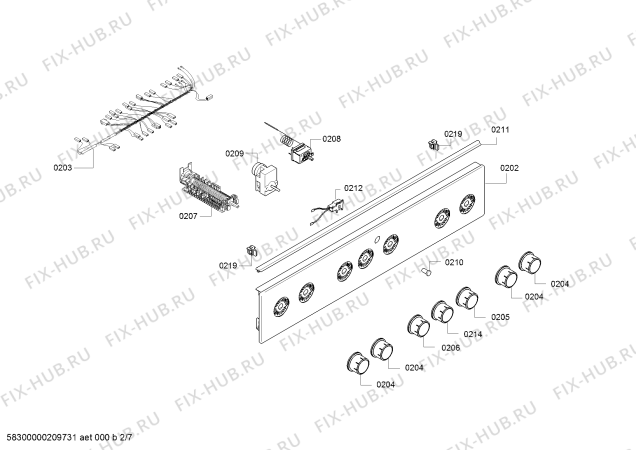 Взрыв-схема плиты (духовки) Constructa CH9M10D21Y - Схема узла 02