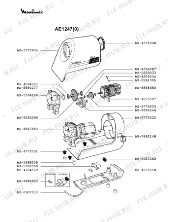 Взрыв-схема мясорубки Moulinex AE1247(0) - Схема узла MP001021.0P1