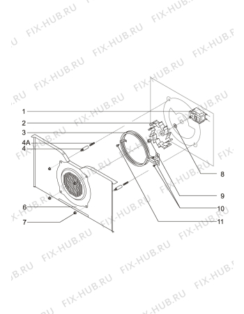 Взрыв-схема плиты (духовки) Aeg Electrolux B6139 - Схема узла Hot air equipment