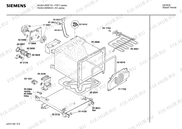 Взрыв-схема плиты (духовки) Siemens HL66120NN - Схема узла 04