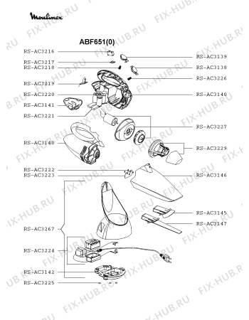 Схема №1 ABF651(0) с изображением Двигатель (мотор) для пылесоса Moulinex RS-AC3227